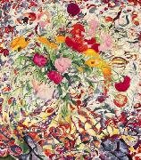 Leon Bakst Bloemen voor gebloemde lap oil painting artist